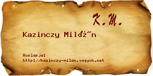 Kazinczy Milán névjegykártya